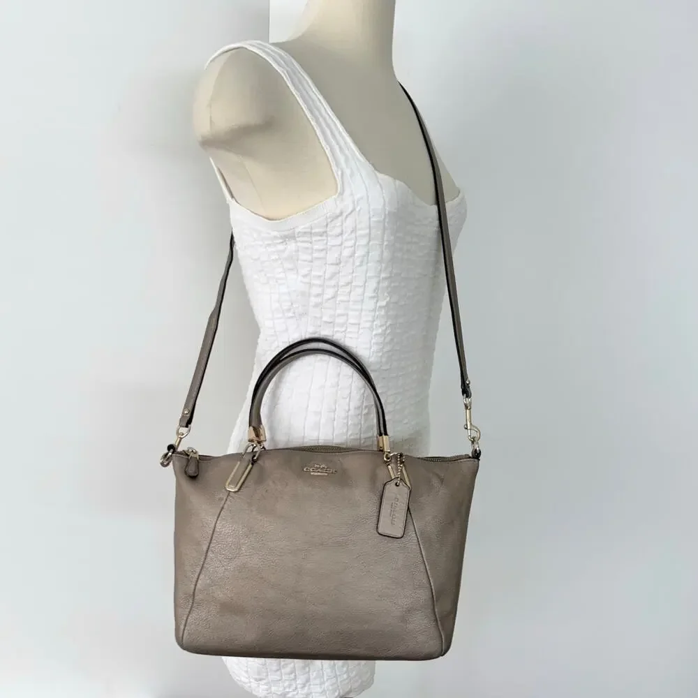 Coach Kelsey Metallic Pebble Leather Crossbody Satchel Bag F34493